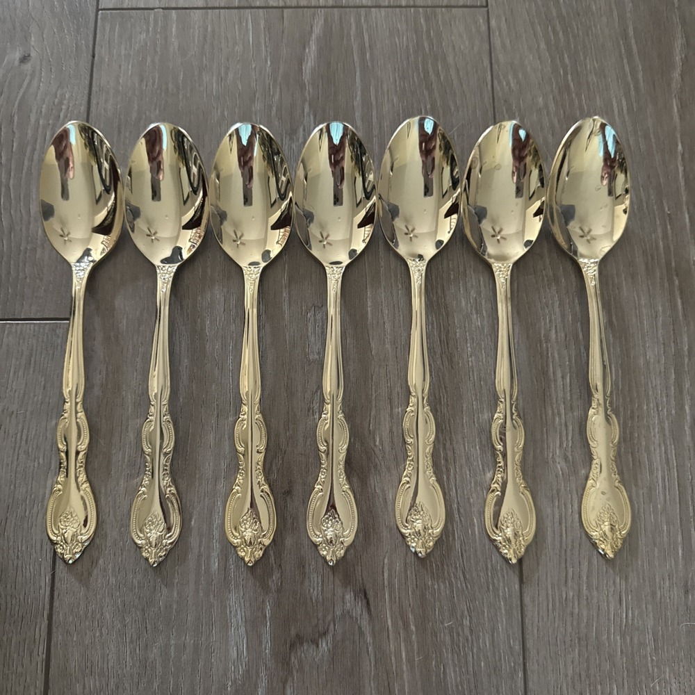 Lot‎ 7 Oval Place Soup Spoons International San Marcos 24 Gold Electroplate